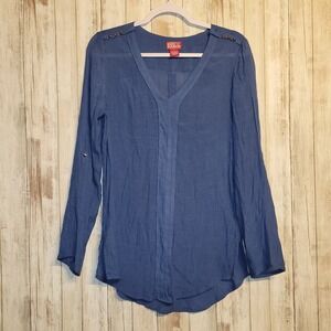 Red Ranch Size Med Women's Boho Chic Blue Top